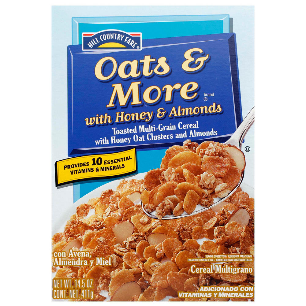Hill Country Fare Oats & More Cereal with Honey Oat Clusters & Almonds, 14.5 oz