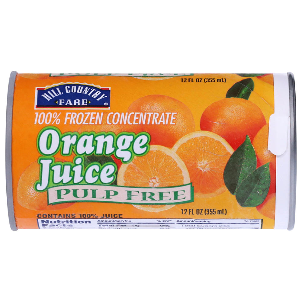 Hill Country Fare Frozen 100% Orange Juice - No Pulp, 12 oz