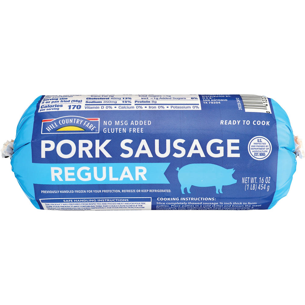 Hill Country Fare Pork Sausage - Regular, 16 oz