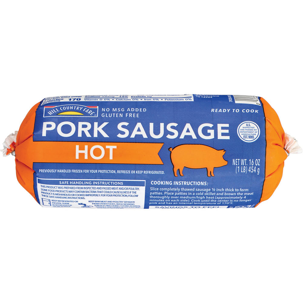 Hill Country Fare Pork Sausage - Hot, 16 oz