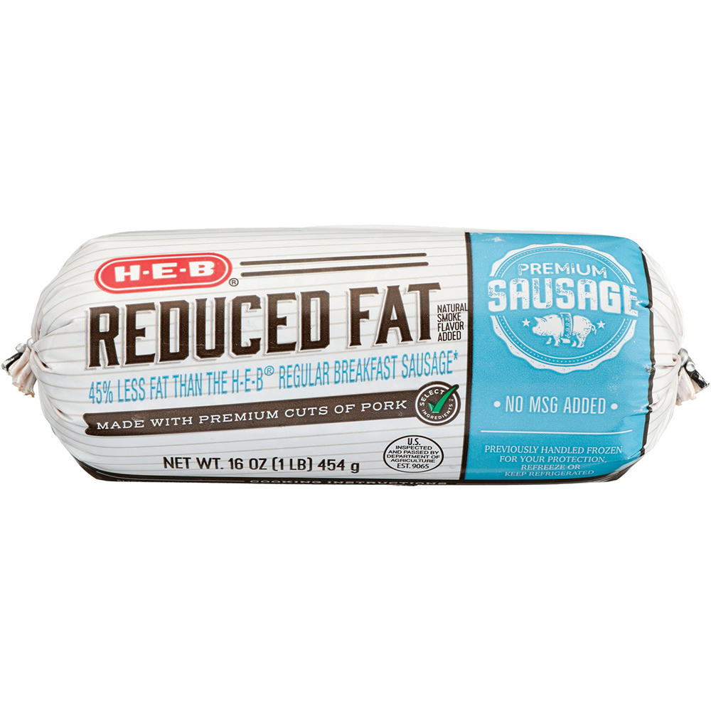 H-E-B Premium Pork Breakfast Sausage - Reduced Fat, 16 oz