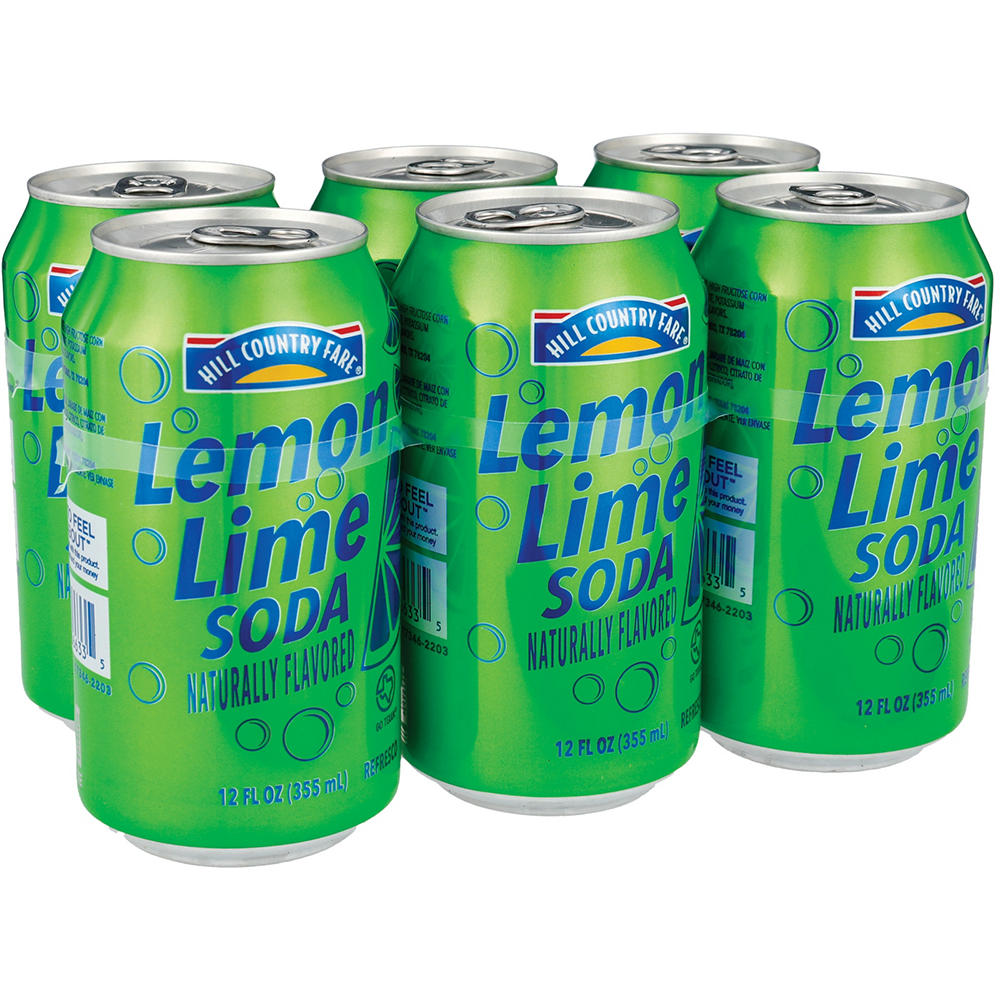 Hill Country Fare Lemon Lime Soda 6 pk Cans, 12 oz