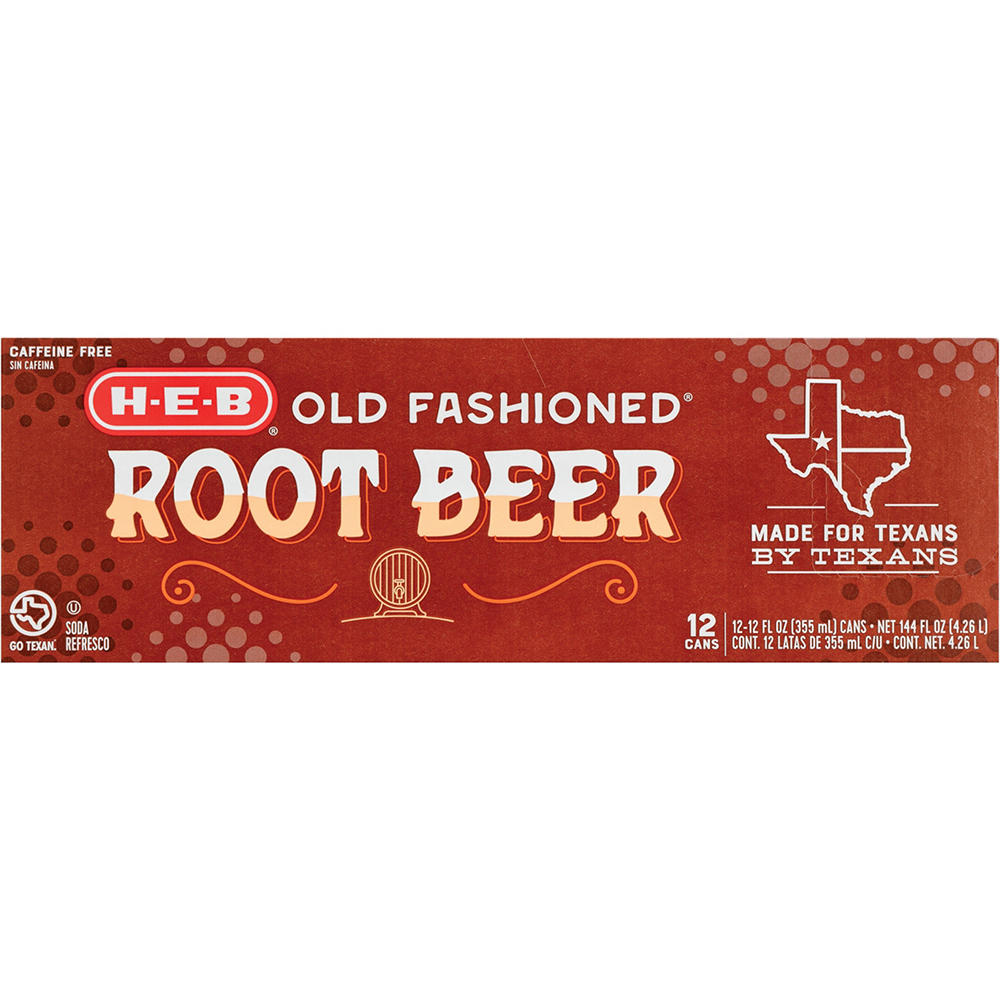 H-E-B Old Fashioned Root Beer Soda 12 pk Cans, 12 oz