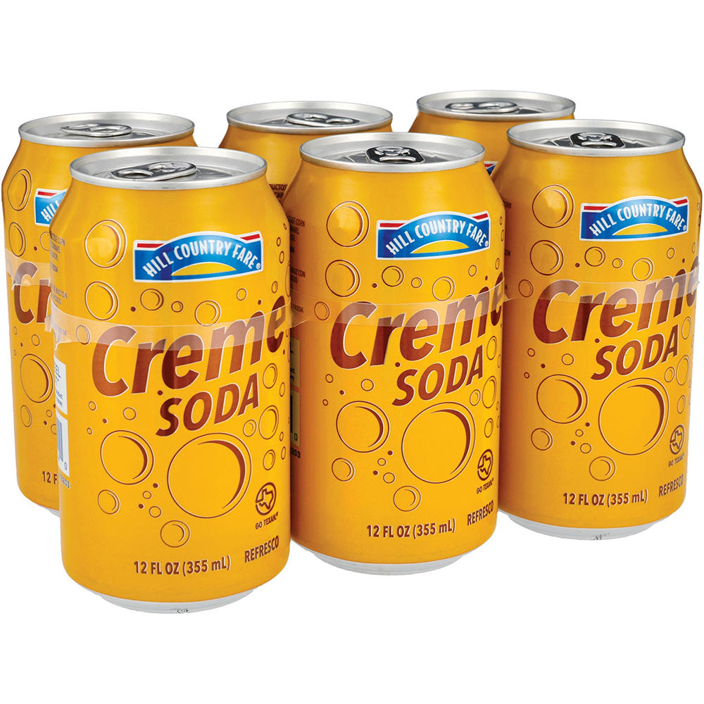 Hill Country Fare Creme Soda 6 pk Cans, 12 oz