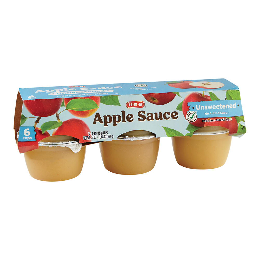 H-E-B Unsweetened Applesauce Cups, 6 ct