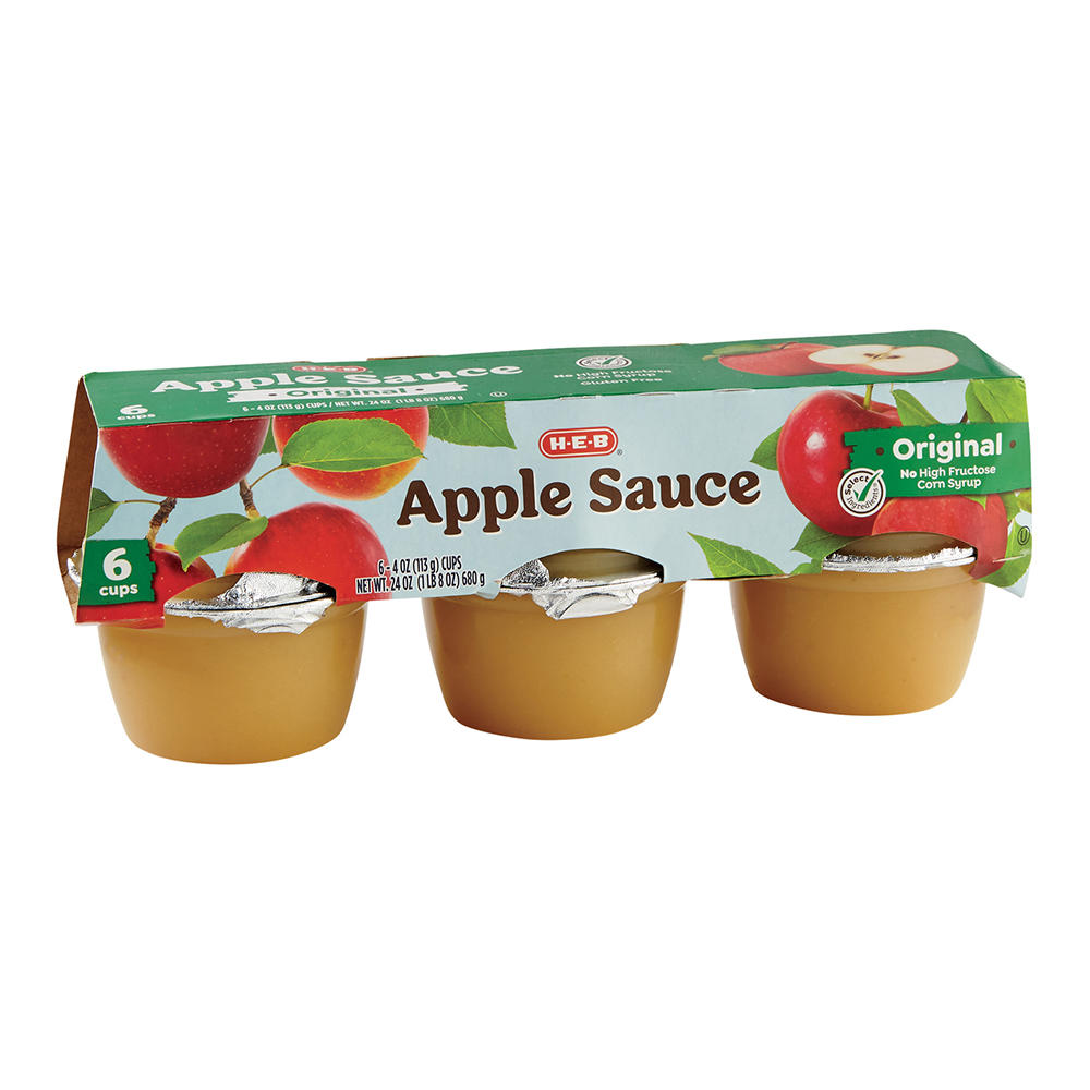 H-E-B Original Applesauce Cups, 6 ct