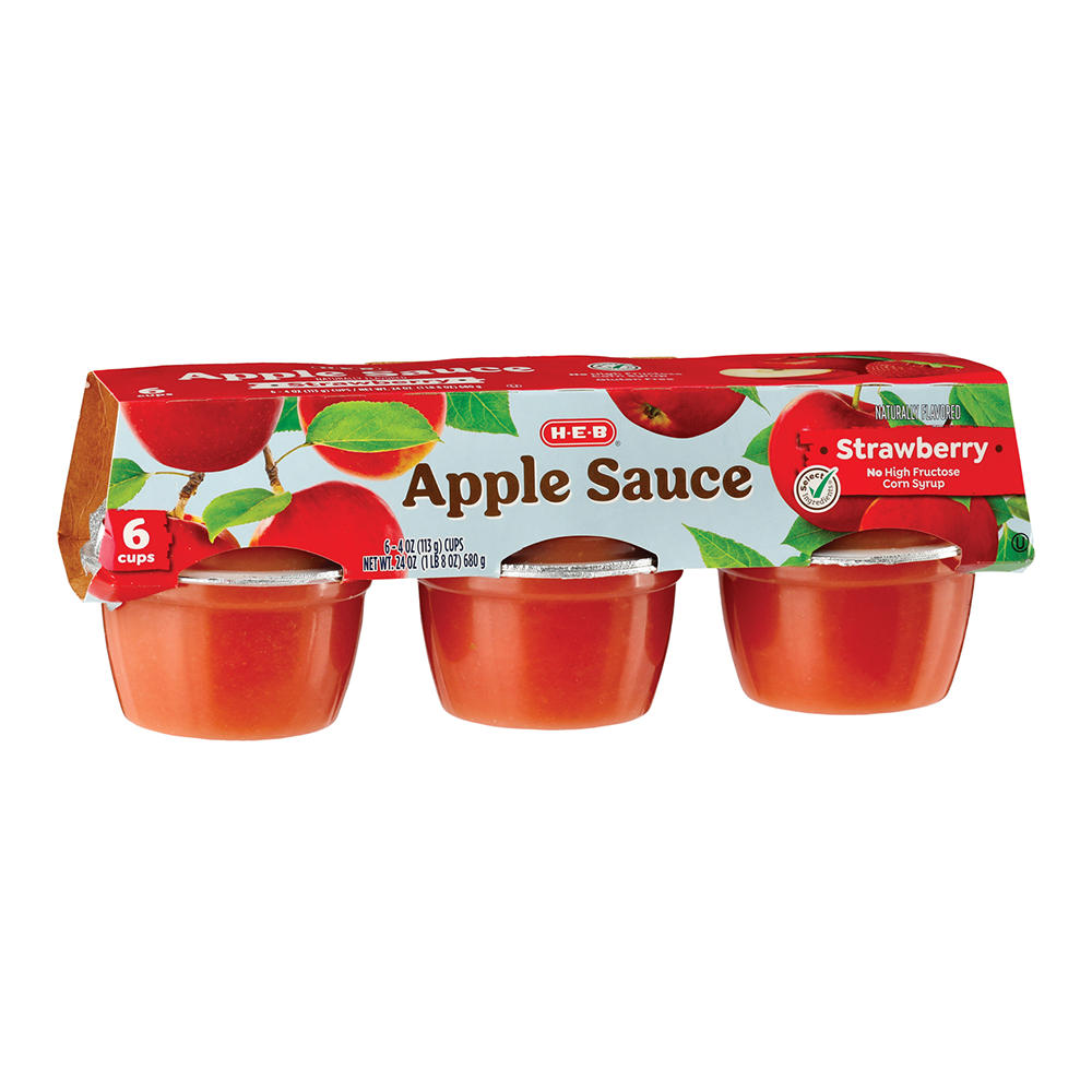 H-E-B Strawberry Applesauce Cups, 6 ct