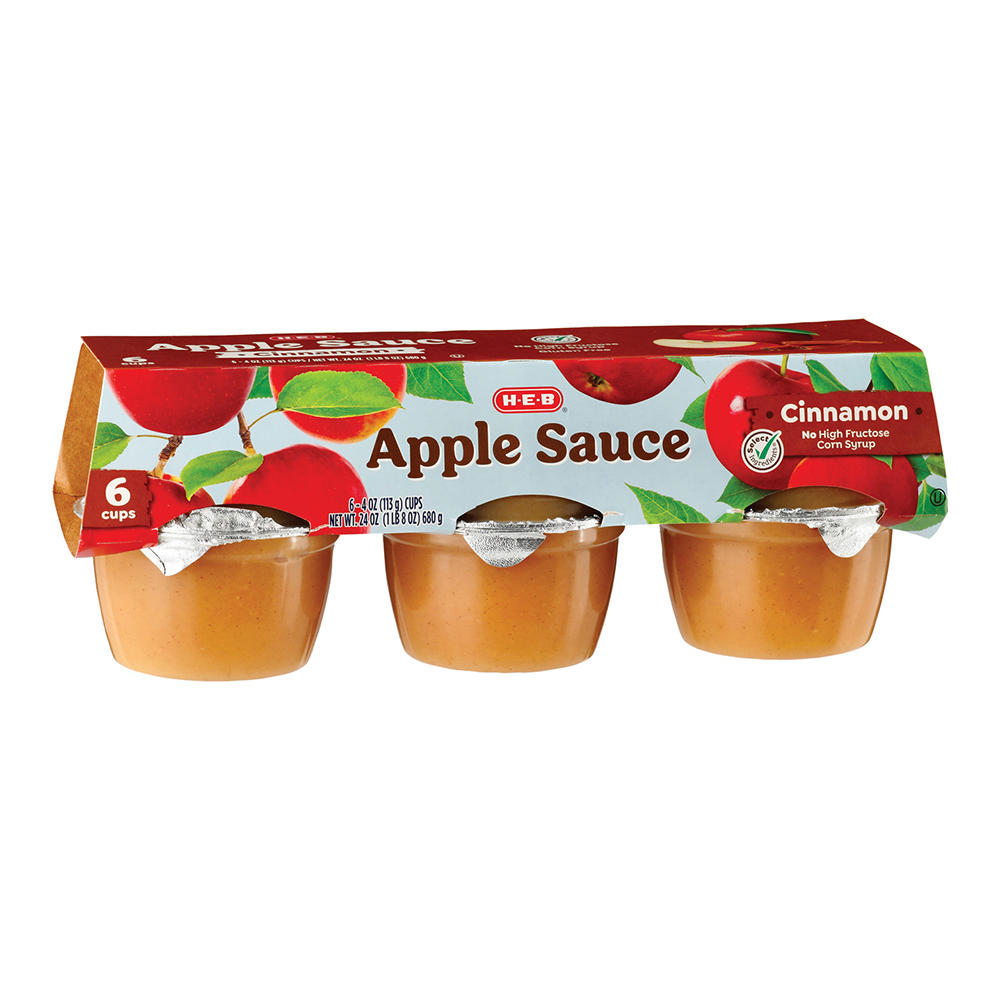 H-E-B Cinnamon Applesauce Cups, 6 ct