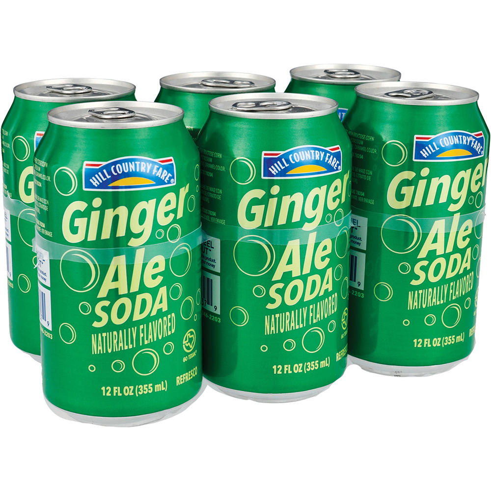 Hill Country Fare Ginger Ale Soda 6 pk Cans, 12 oz