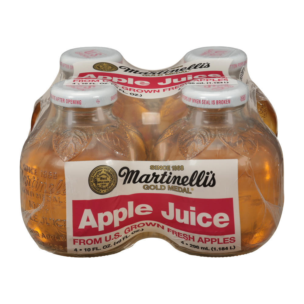 Martinelli's Gold Medal 100% Apple Juice 4 pk Bottles, 10 oz