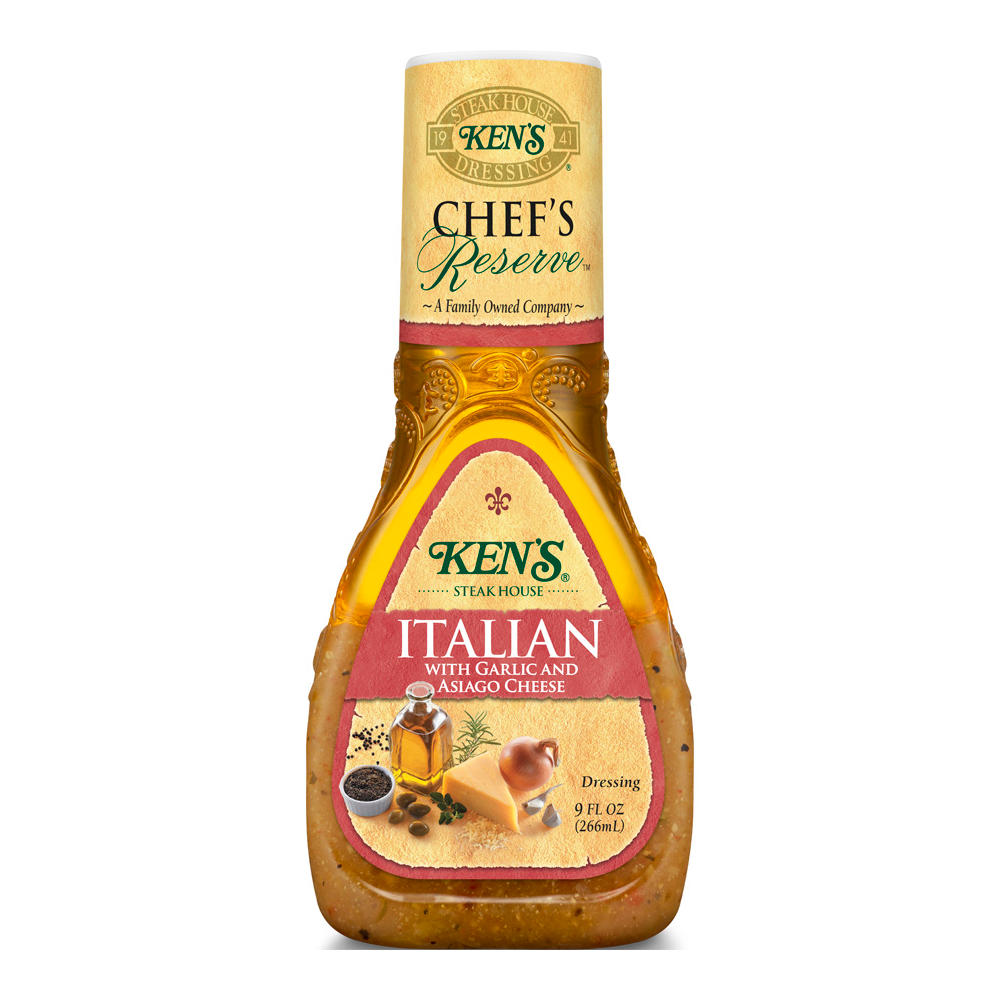 Ken's Steak House Chef's Reserve Italian with Garlic & Asiago Cheese Dressing, 9 oz