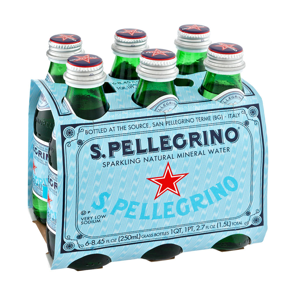 San Pellegrino Sparkling Natural Mineral Water 6 pk Bottles, 8.45 oz