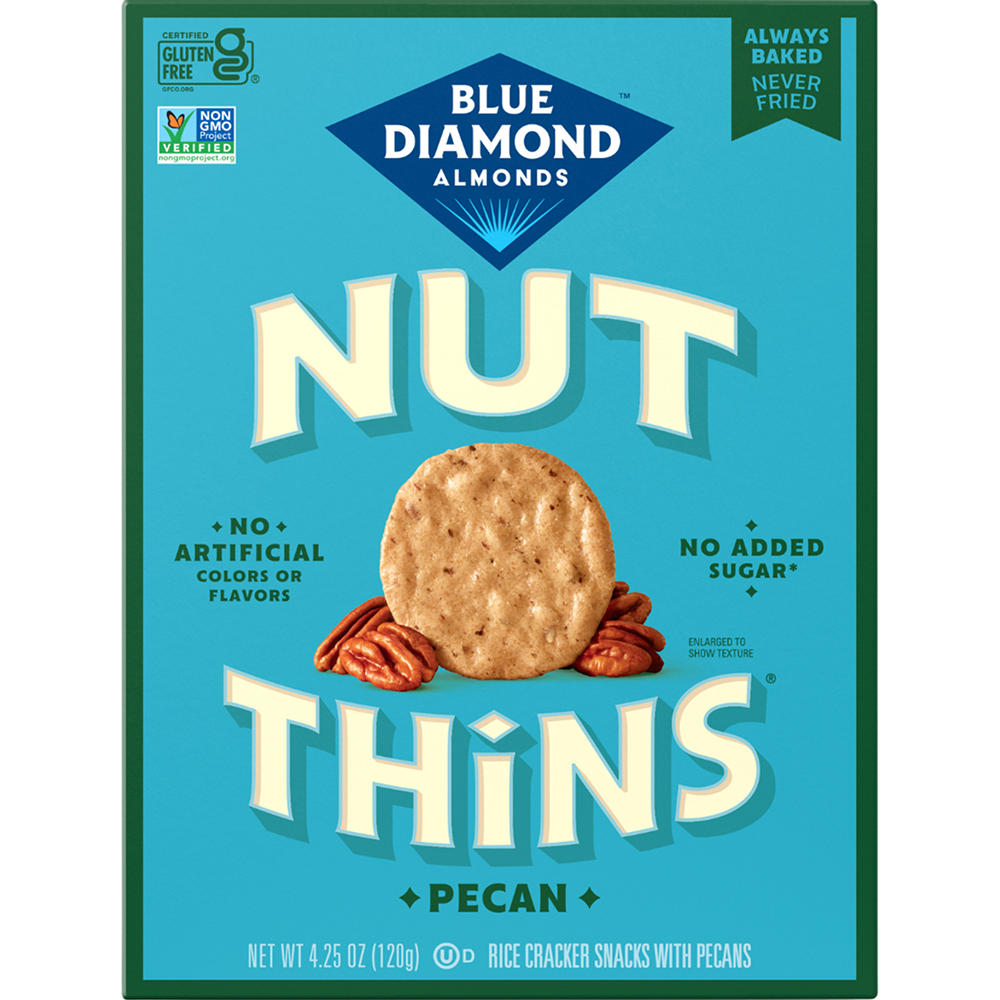 Blue Diamond Almond Nut Thins Pecan Rice Cracker Snacks, 4.25 oz
