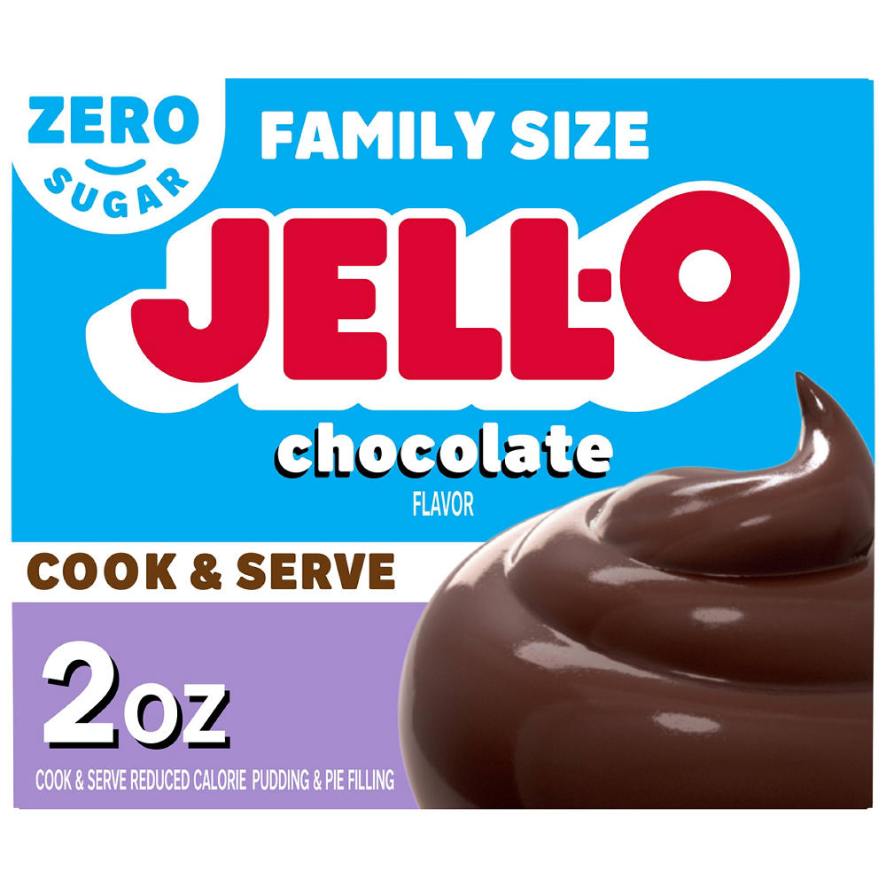 Jell-O Zero Sugar Cook & Serve Chocolate Pudding Mix - Family Size, 2 oz