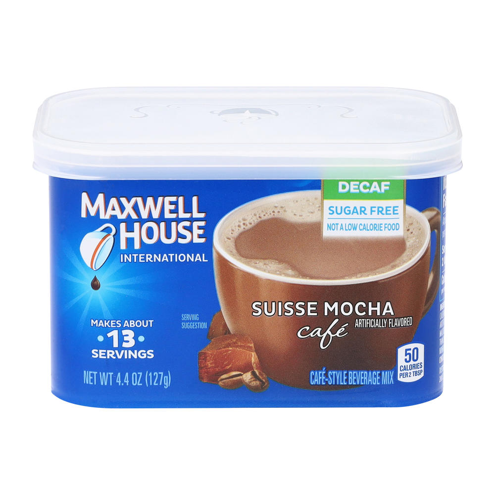 Maxwell House International Cafe Sugar Free Suisse Mocha Decaffeinated Beverage Mix, 4.40 oz