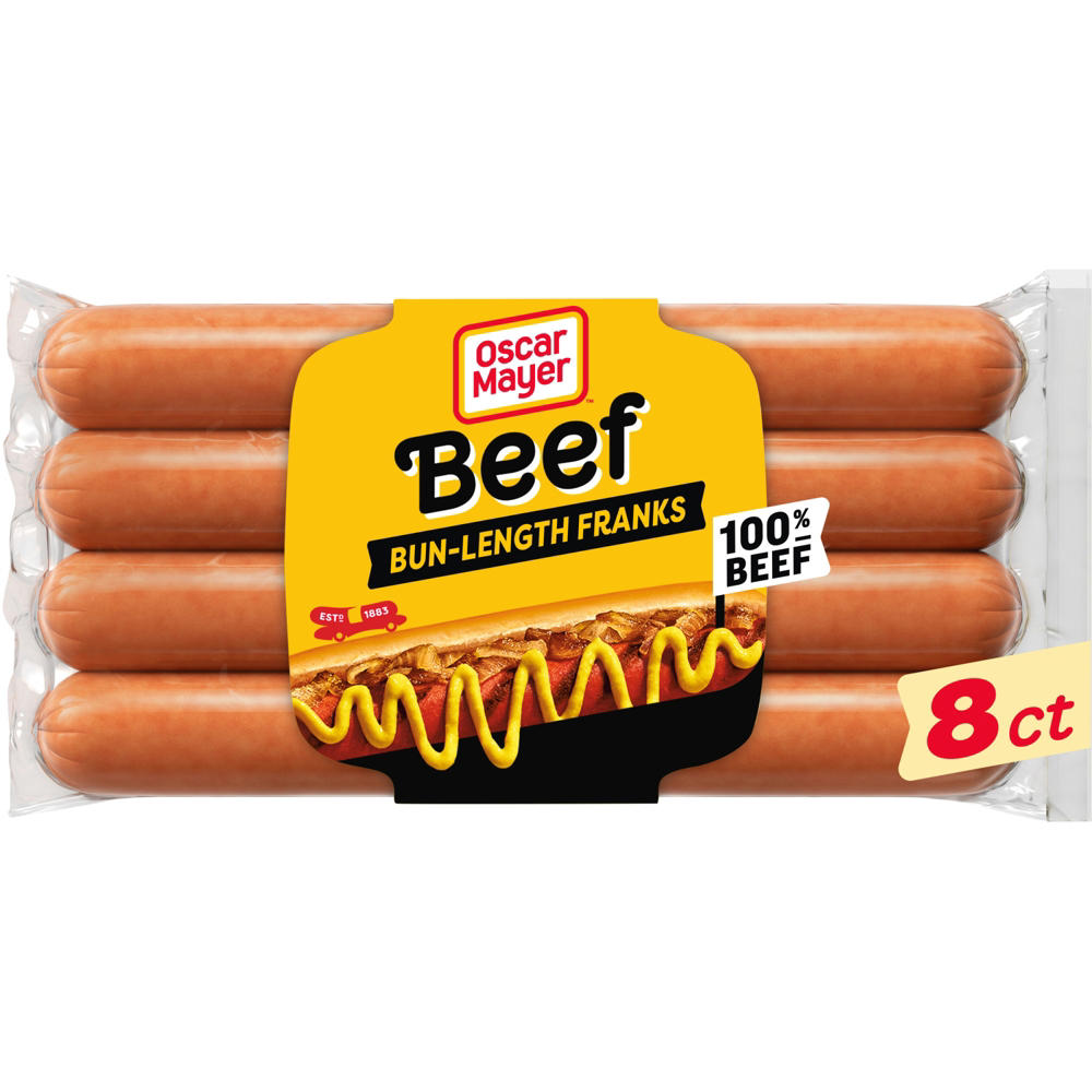 Oscar Mayer Bun-Length Beef Hot Dogs, 8 ct