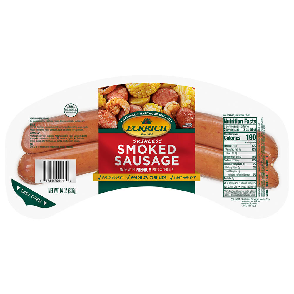 Eckrich Skinless Smoked Sausage, 14 oz