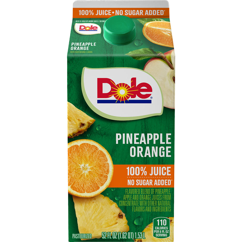 Dole 100% Pineapple Orange Juice, 52 oz