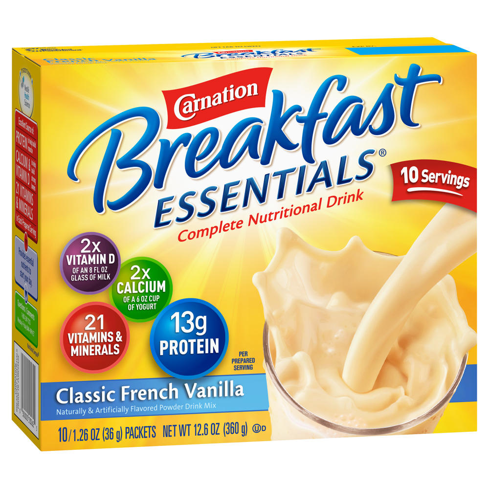 Carnation Breakfast Essentials Classic French Vanilla Complete Nutritional Drink, 10 ct