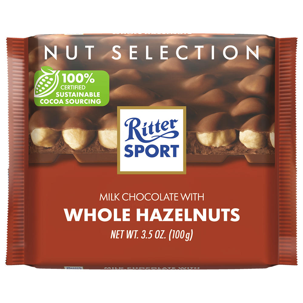 Ritter Sport Milk Chocolate with Whole Hazelnuts, 3.5 oz