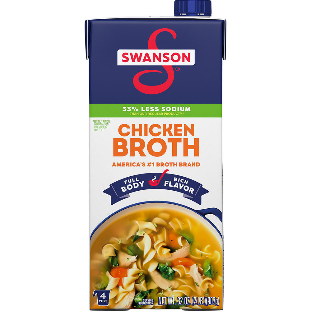 Swanson 33% Less Sodium Chicken Broth, 32 oz