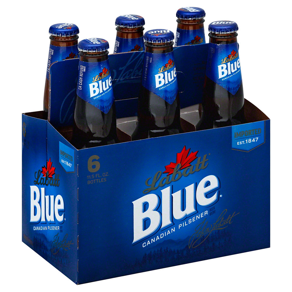 Labatt Blue Beer 6 pk Bottles, 12 oz