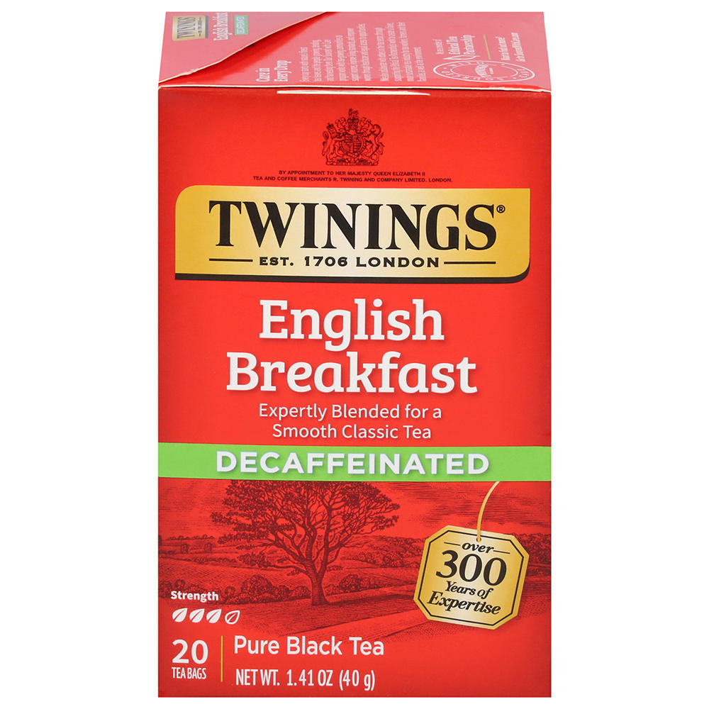 Twinings Naturally Decaffeinated English Breakfast Tea Bags, 20 ct