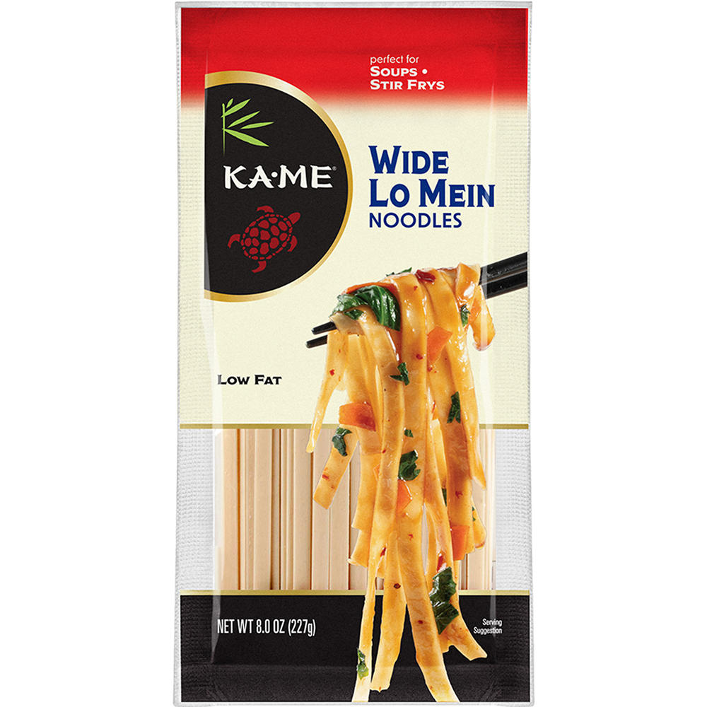 KA ME Wide Lo Mein Noodles, 8 oz