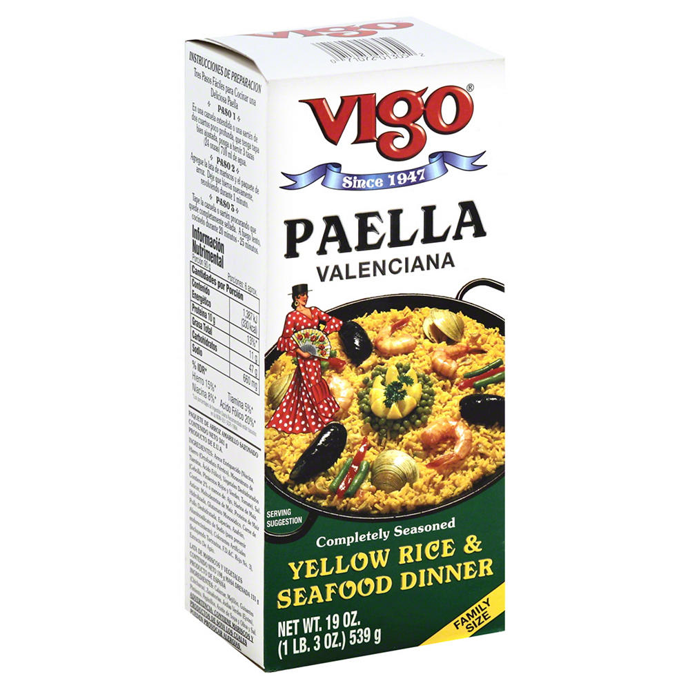 Vigo Paella Valenciana Yellow Rice & Seafood Dinner Family Size, 19 oz