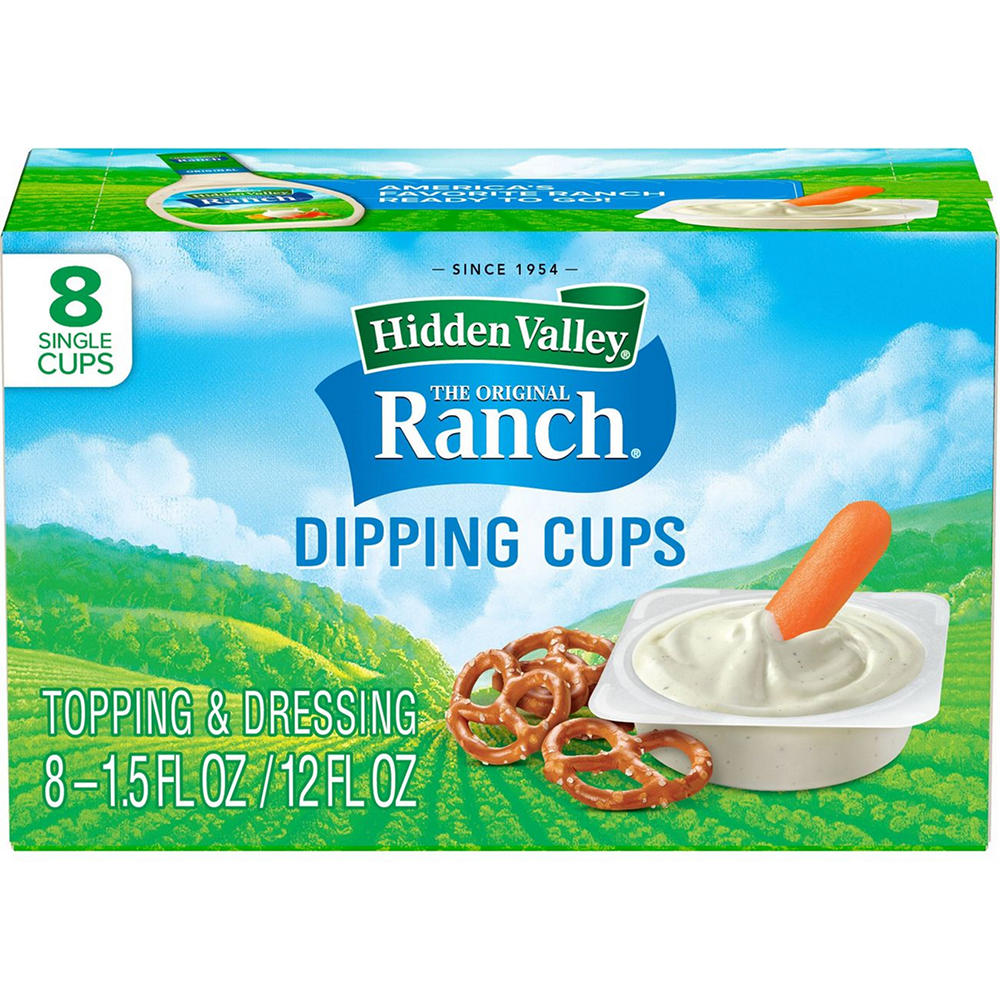 Hidden Valley Original Ranch Dipping Cups, Topping and Dressing To Go Cups, 8 ct