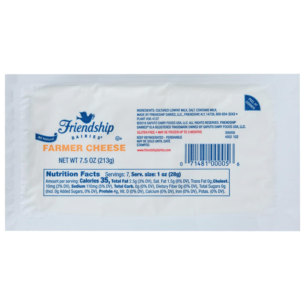Friendship Kosher Farmer Cheese, 7.5 oz