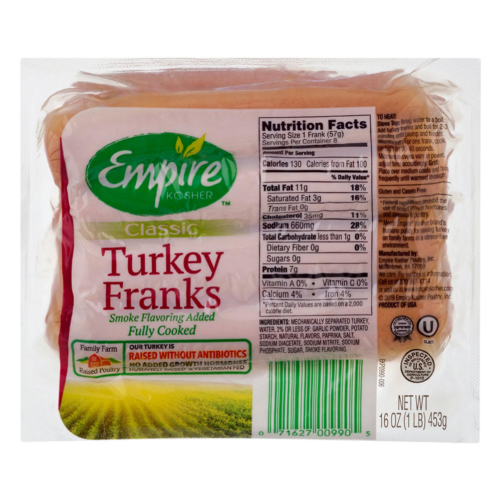 Empire Kosher Turkey Franks - Classic, 16 oz