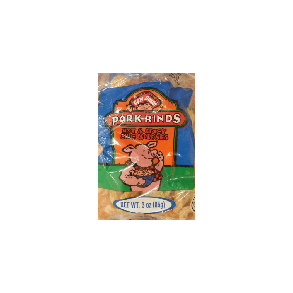 Con Gusto Pork Rinds Hot & Spicy Chicharrones, 3 oz