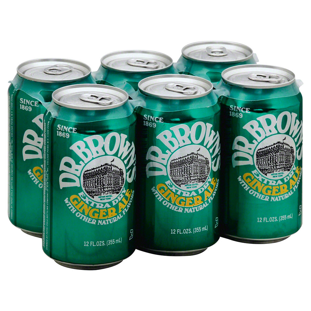 Dr Brown's Extra Dry Ginger Ale 12 oz Cans, 6 pk