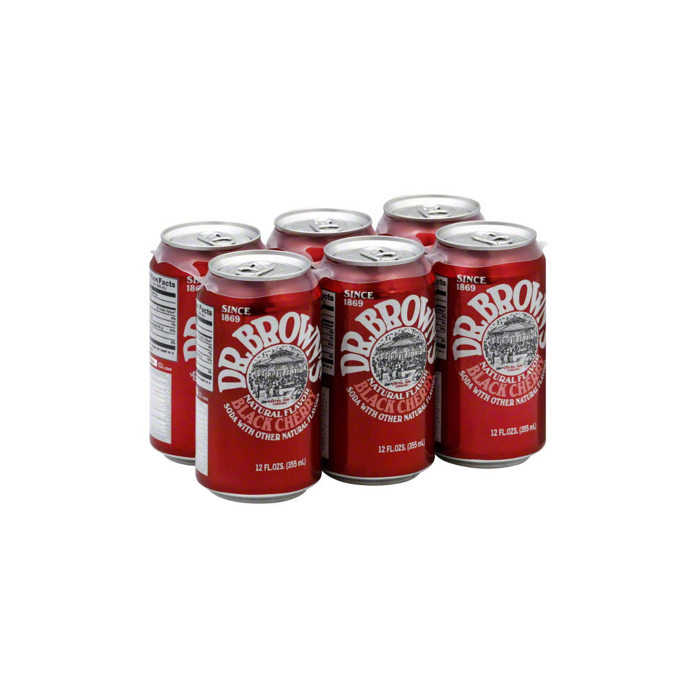 Dr. Brown's Kosher Black Cherry Soda 6 pk Cans, 12 oz