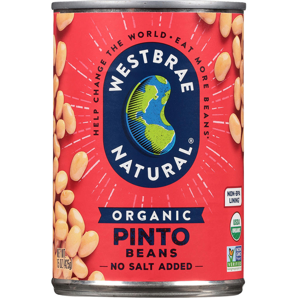 Westbrae Natural Organic No Salt Added Pinto Beans, 15 oz