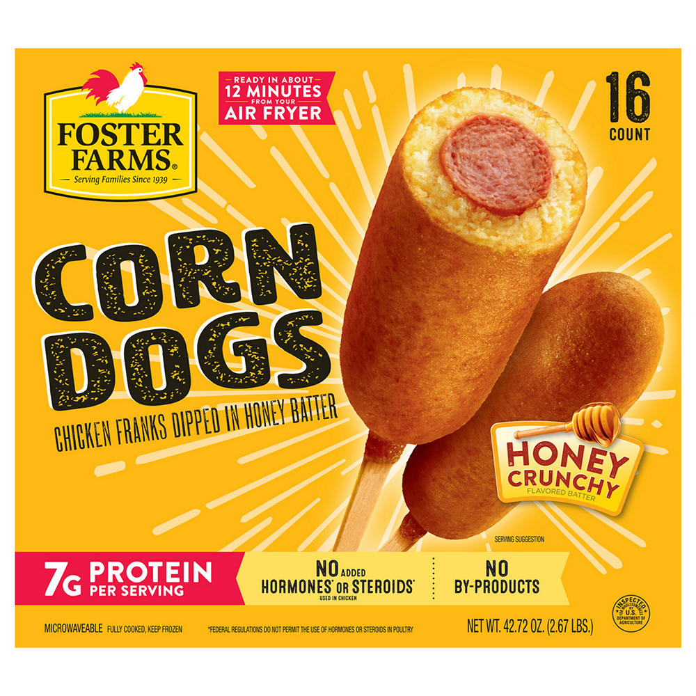 Foster Farms Honey Crunchy Flavor Chicken Corn Dogs, 16 ct
