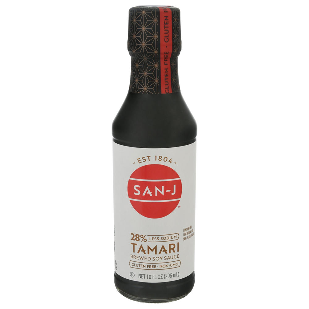 San-J Gluten Free Less Sodium Tamari Brewed Soy Sauce, 10 oz