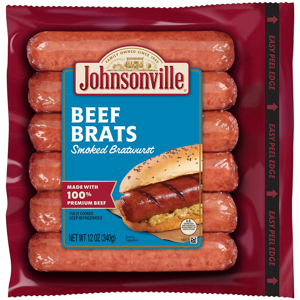 Johnsonville Beef Brats Smoked Bratwurst Links, 12 oz