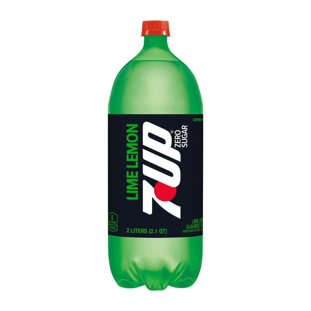7UP Zero Sugar Lime Lemon Caffeine Free Soda, 2 L