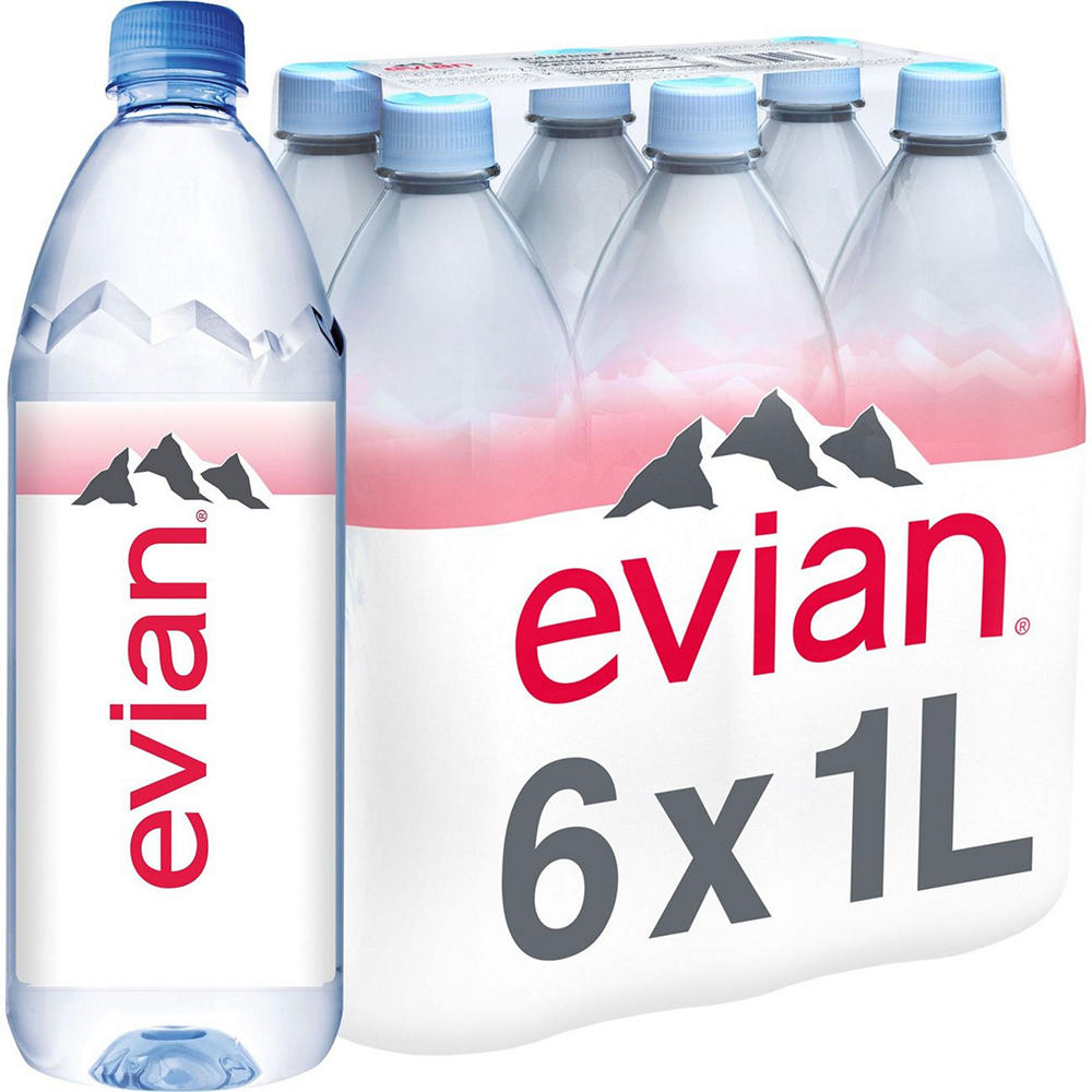 Evian Natural Spring Water 6pk Bottles, 1 L