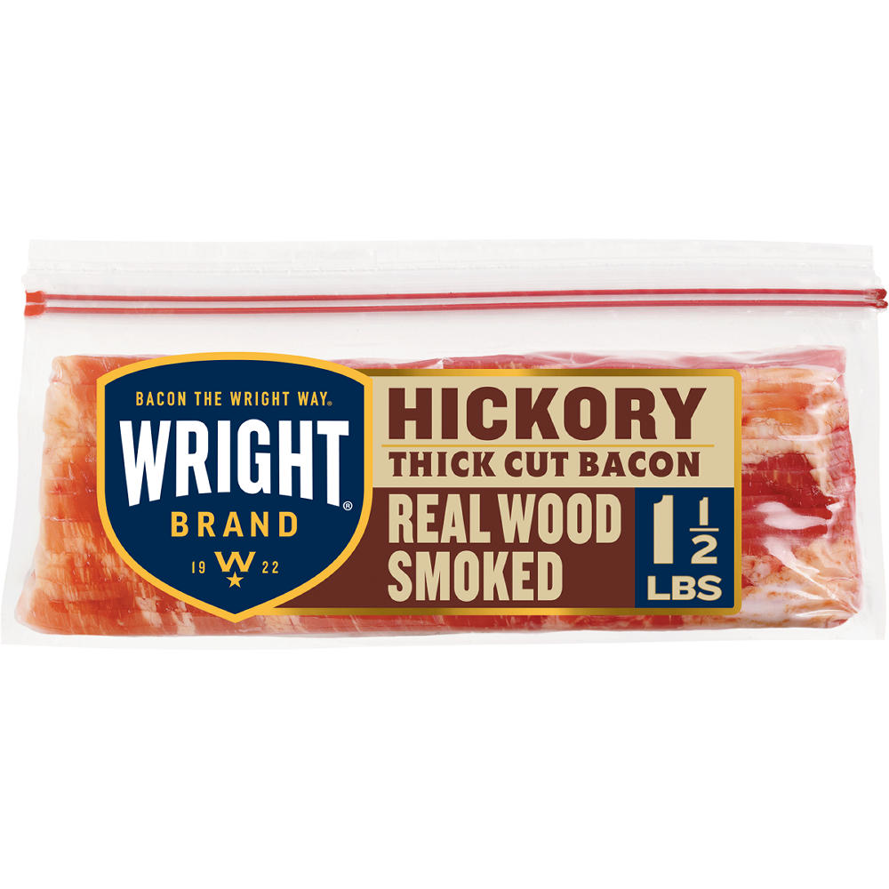 Wright Brand Hickory Real Wood Smoked Thick Cut Bacon, 24 oz