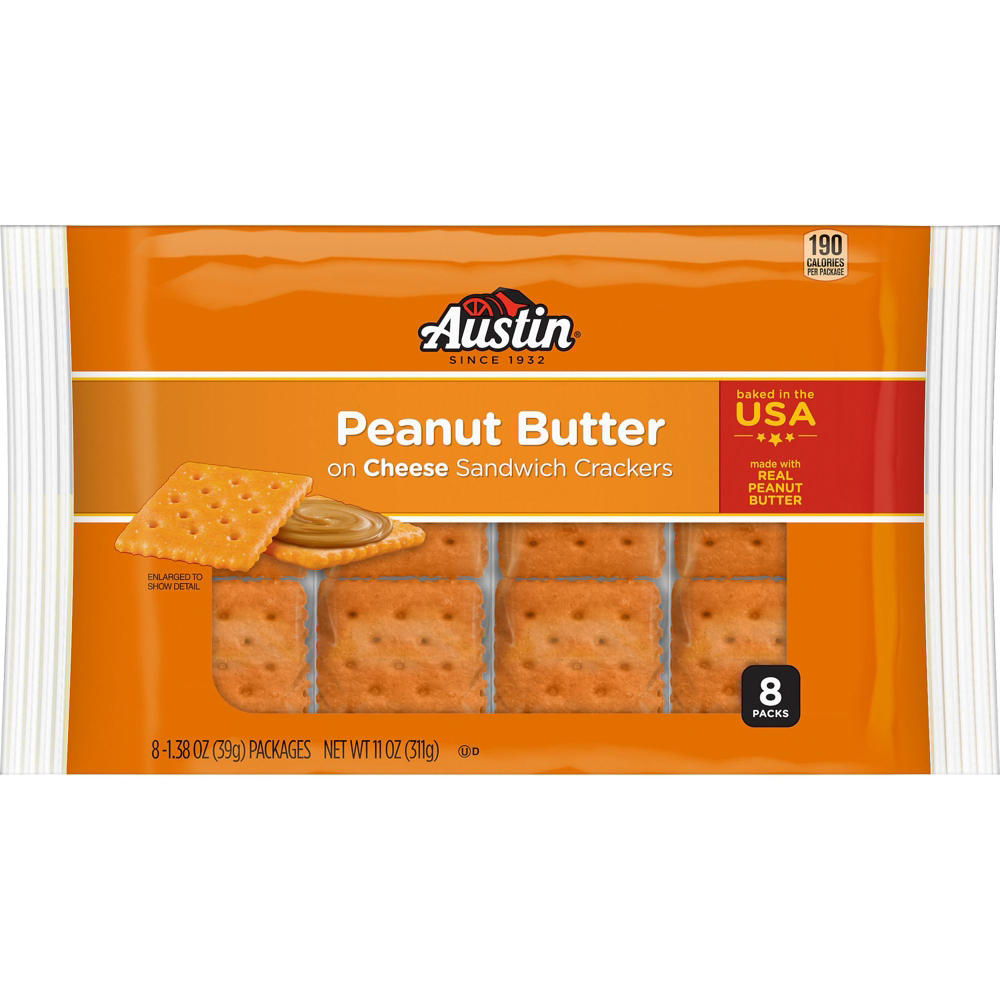 Austin Peanut Butter Cheese Sandwich Cracker Packs, 8 ct