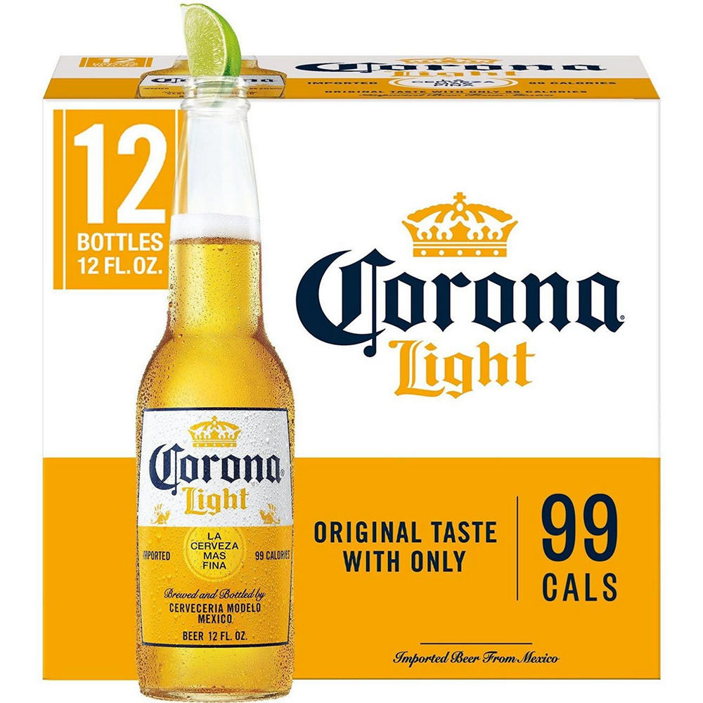 Corona Mexican Lager Import Lower Calorie* Light Beer, 12 oz, 12 pk