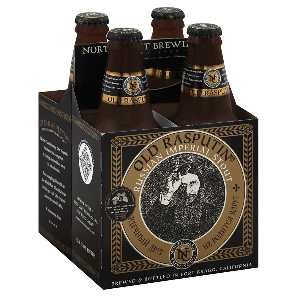 North Coast Old Rasputin Russian Imperial Stout Craft Beer 4 pk Bottles, 12 oz