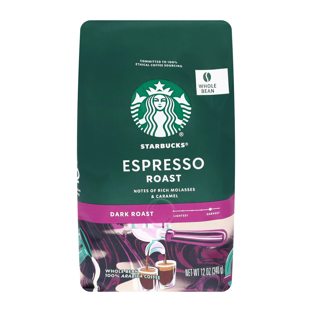 Starbucks Dark Espresso Roast Whole Bean Coffee, 12 oz