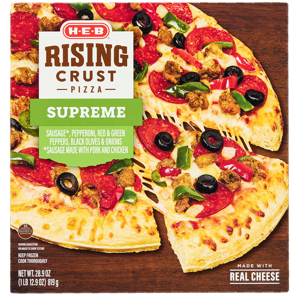 H-E-B Supreme Rising Crust Frozen Pizza, 28.9 oz