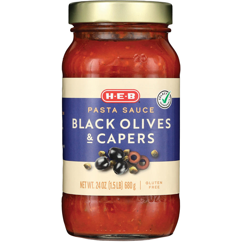 H-E-B Black Olives & Capers Pasta Sauce, 24 oz