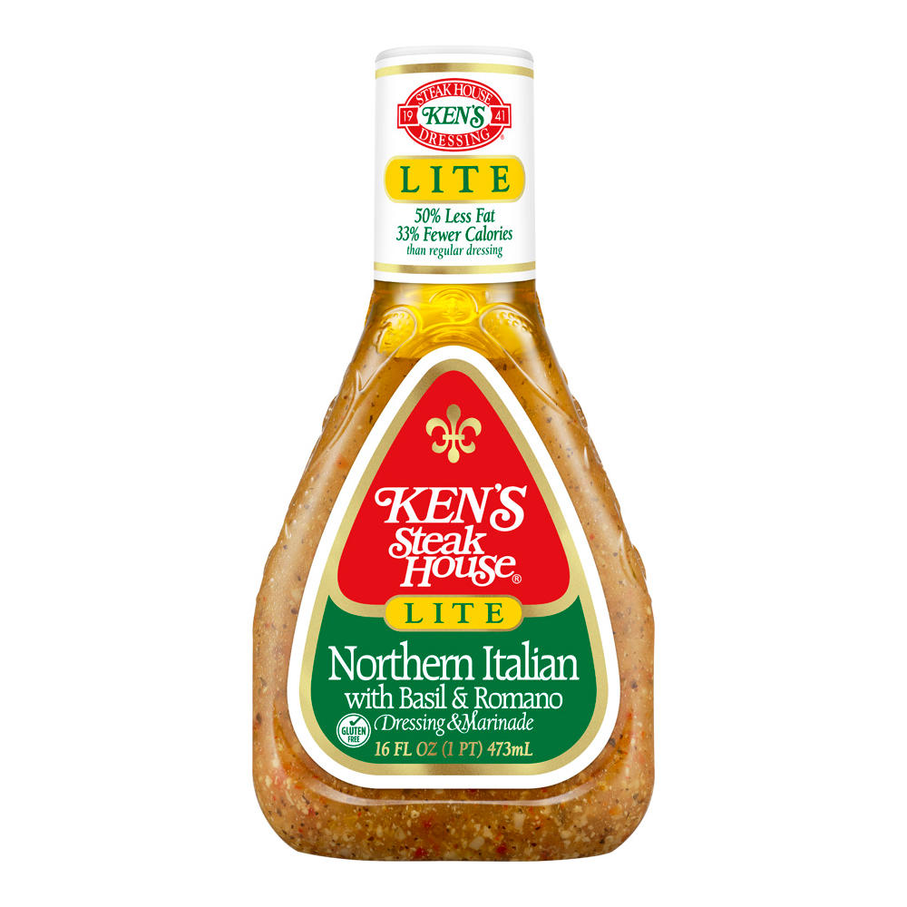 Ken's Steak House Lite Northern Italian with Basil & Romano Dressing & Marinade, 16 oz
