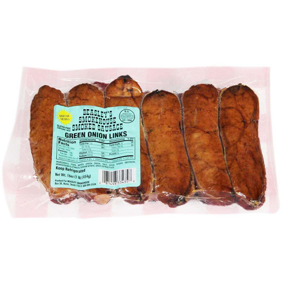Beasley's Smokehouse Green Onion Smoked Sausage Links, 16 oz